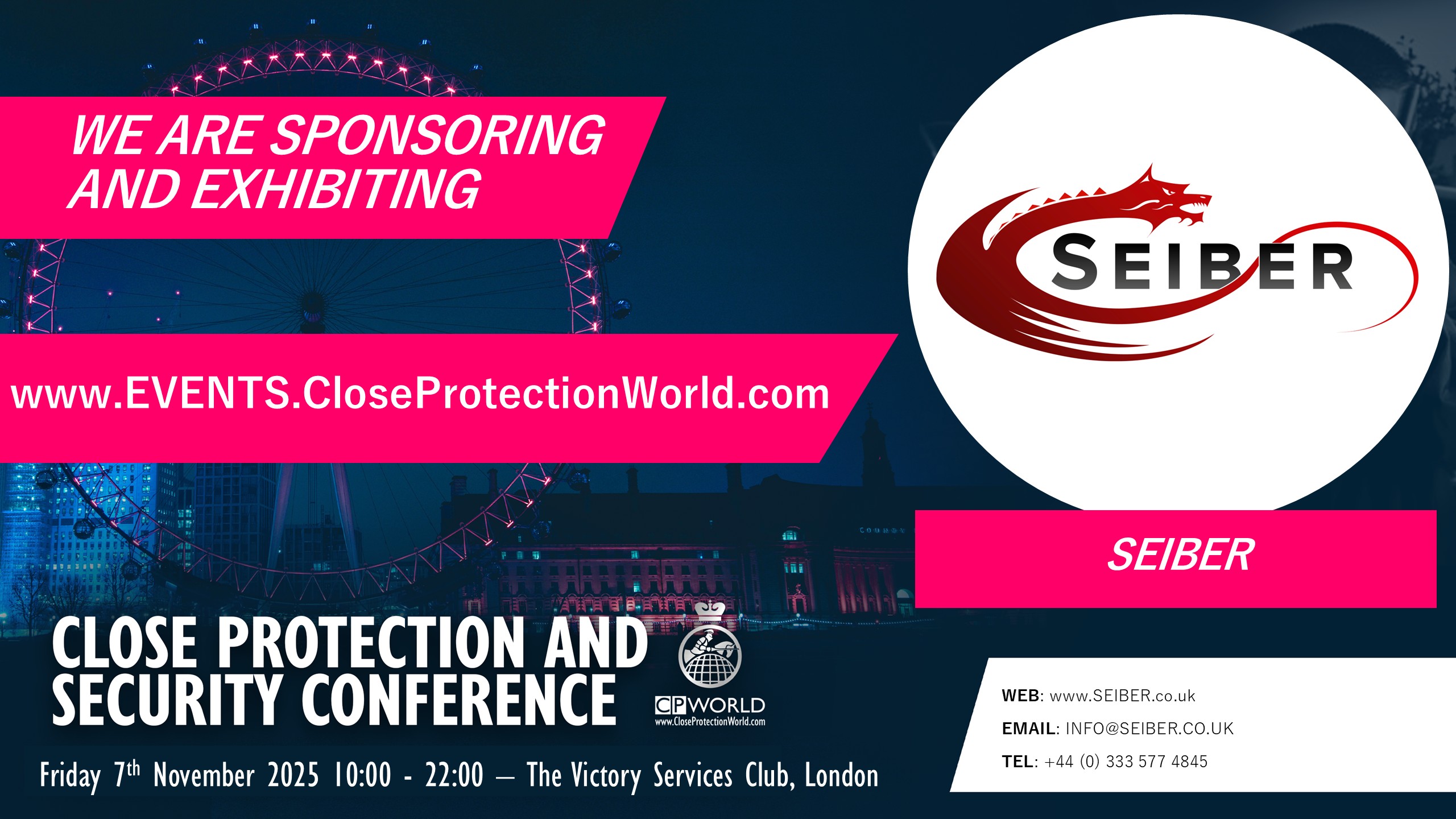 New Sponsor and Exhibitor for the Close Protection Conference in London – Seiber